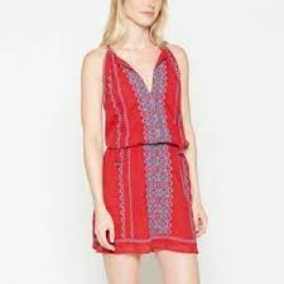 Joie Red Picard Embroidered Sleeveless Split Neck Dress Size S 🌸 - Picture 12 of 13